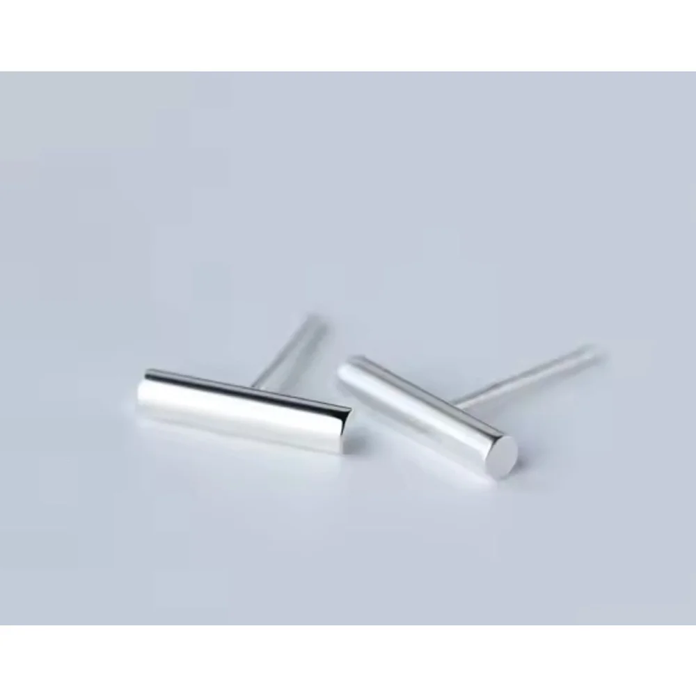 Unisex/Men’s Fine 925 Sterling Silver Rhodium Staple Stud‎ Earrings